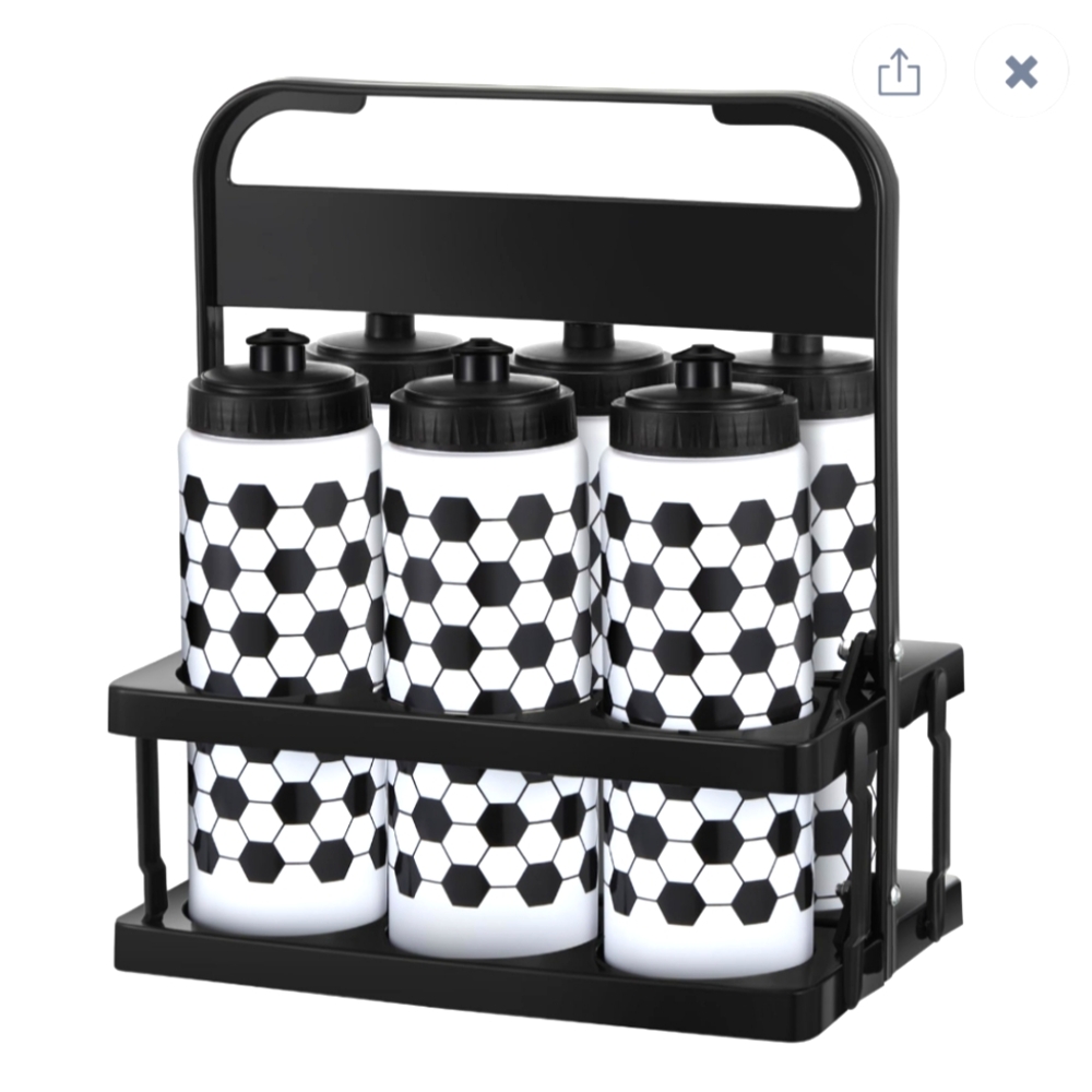 6-20oz Soccer Theme Water Bottles with Carrier